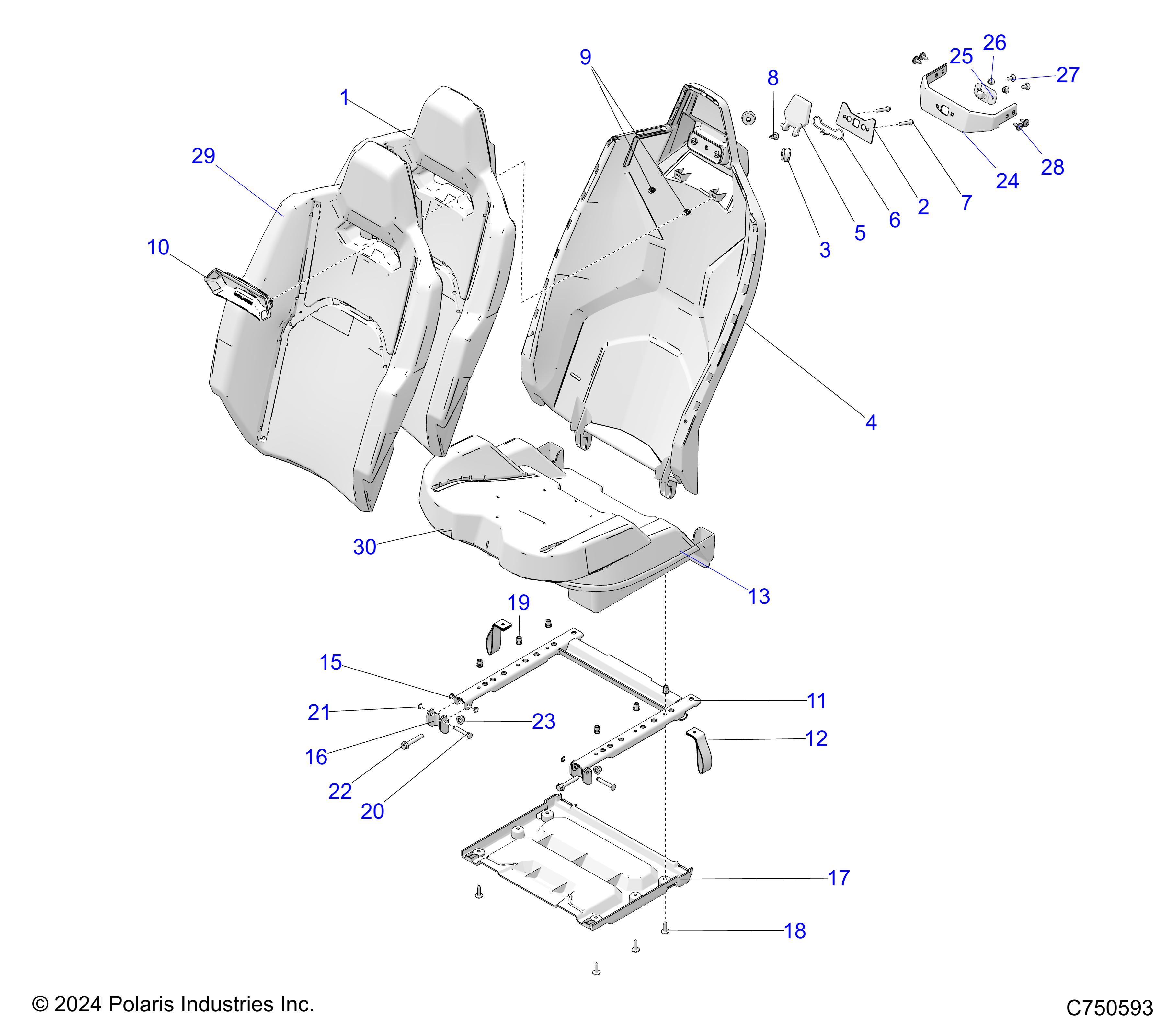 BODY, SEAT ASM, & MOUNTING, REAR - Z25S4D92AA/AL/BA/BF/AF/BL (C750593)