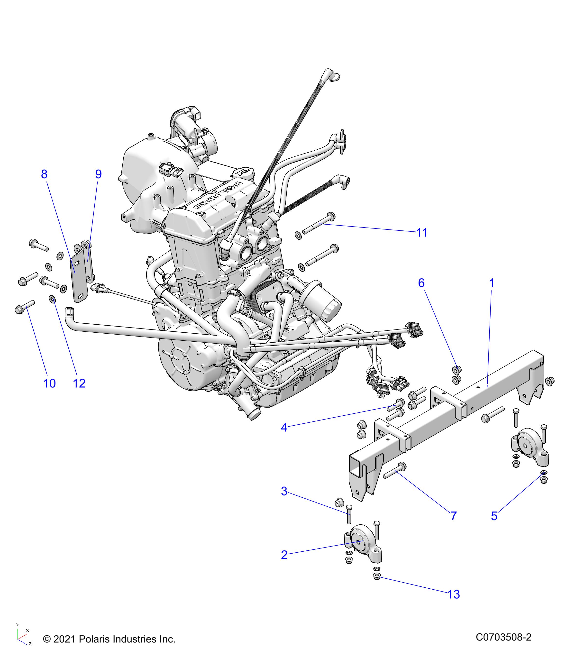 ENGINE, MOUNTING & LONG BLOCK - R22TAE99AG/AL/AN/A9 (C0703508-2)