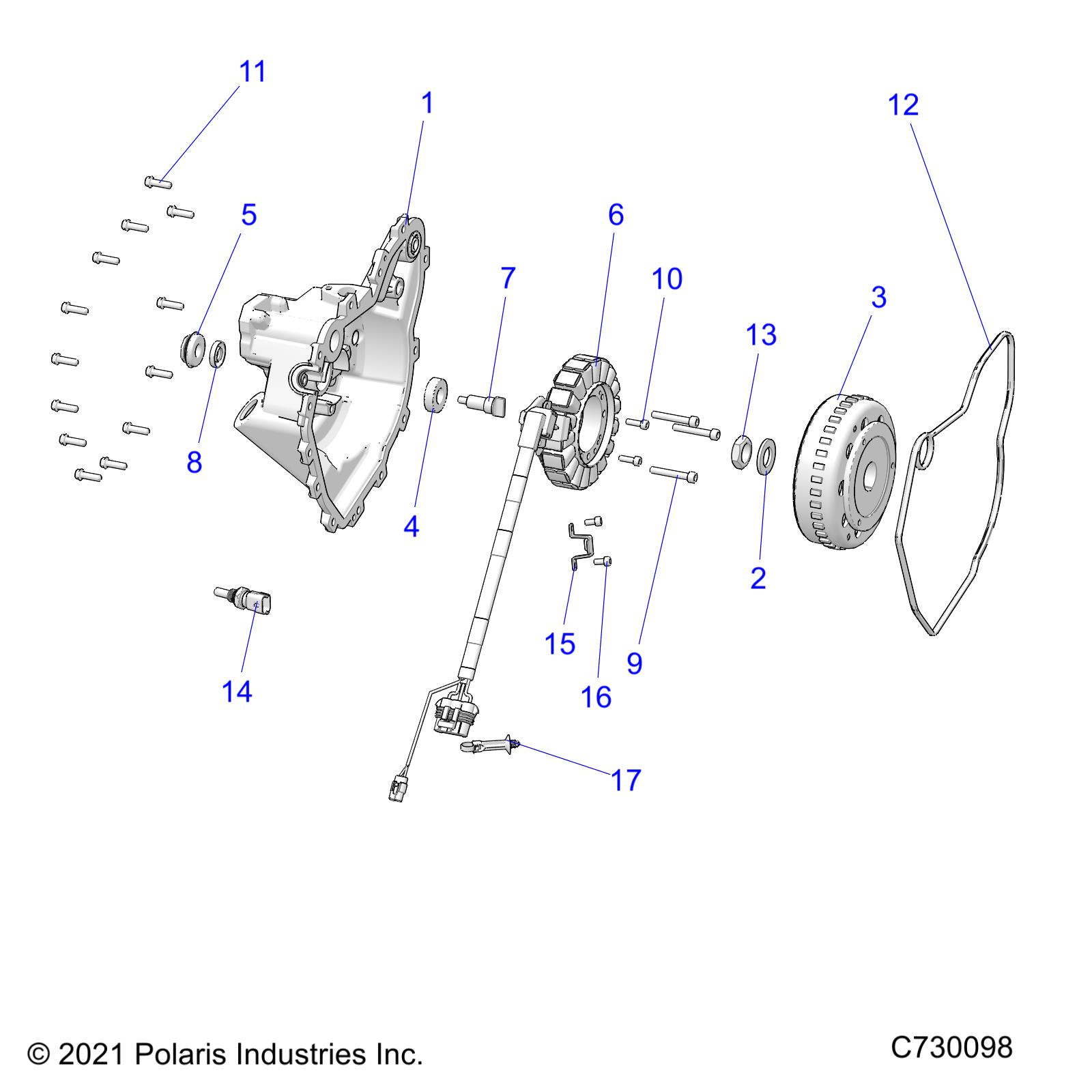 ENGINE, STATOR COVER and FLYWHEEL - R22MAA57F1/SF1/F9/C1/C9/CK (C730098)