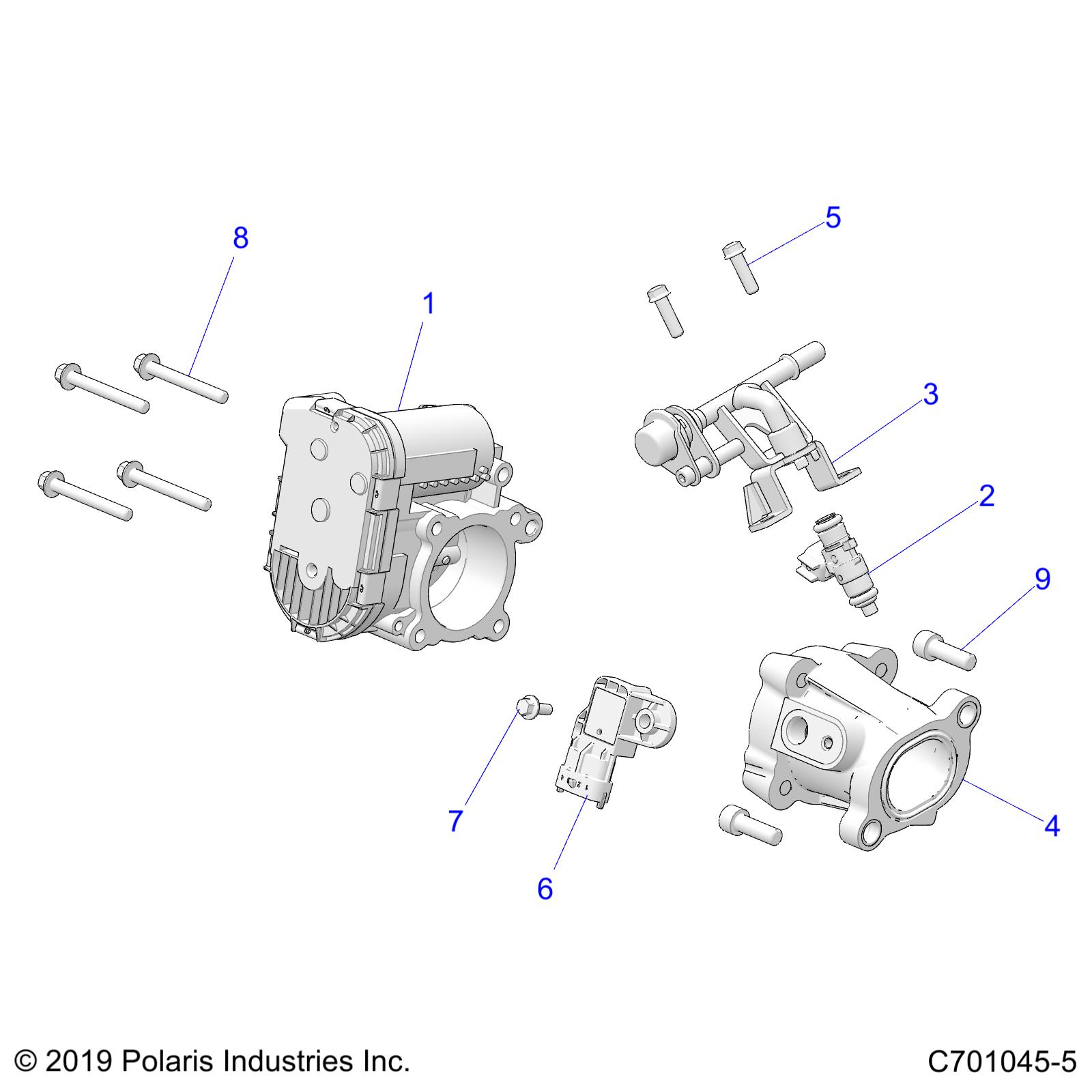 ENGINE, THROTTLE BODY AND FUEL RAIL - Z21CHA57A2/K2/E57AK (C701045-5)