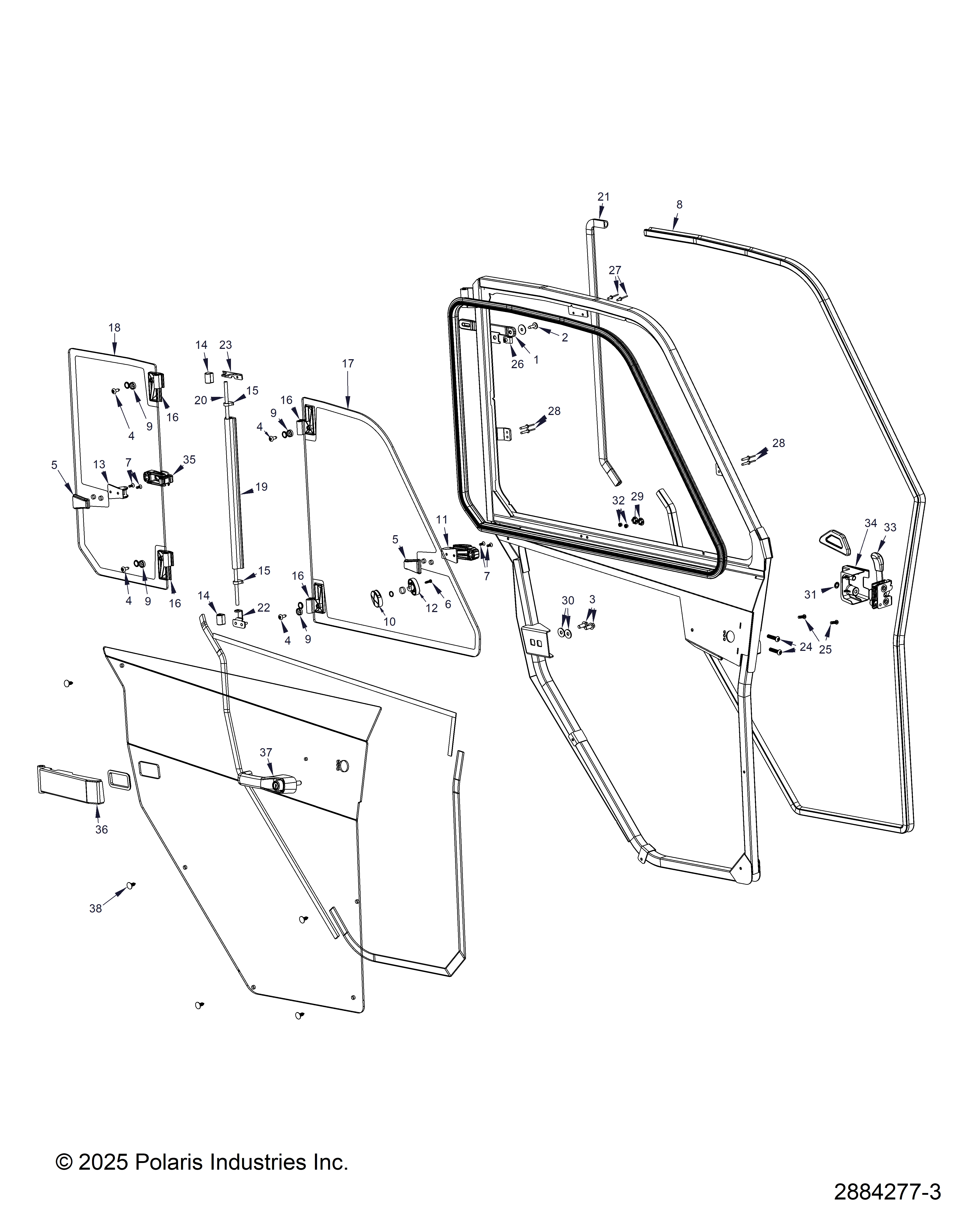 BODY, DOOR, CLEAR POLY, RIGHT - (2884277-3)