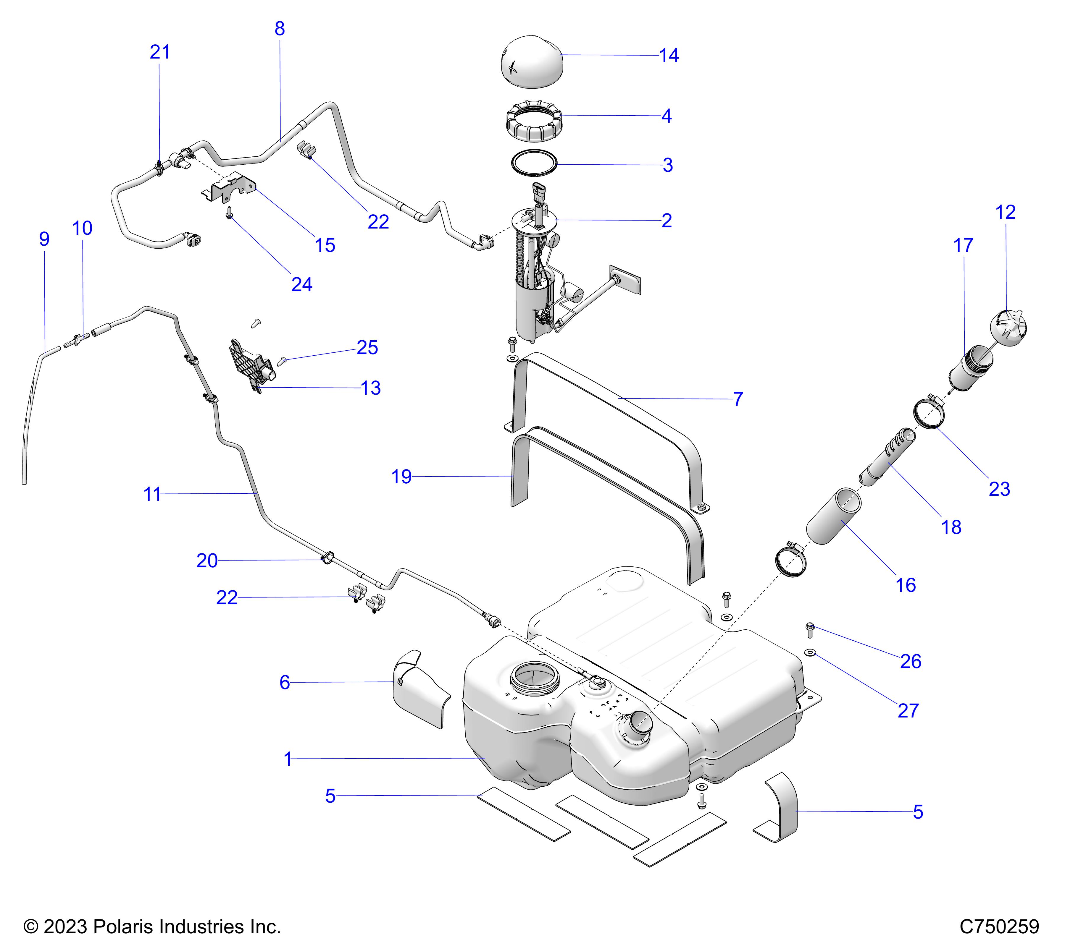 FUEL SYSTEM, STD. - Z25S4D92AA/AL/BA/BF/AF/BL (C750259)