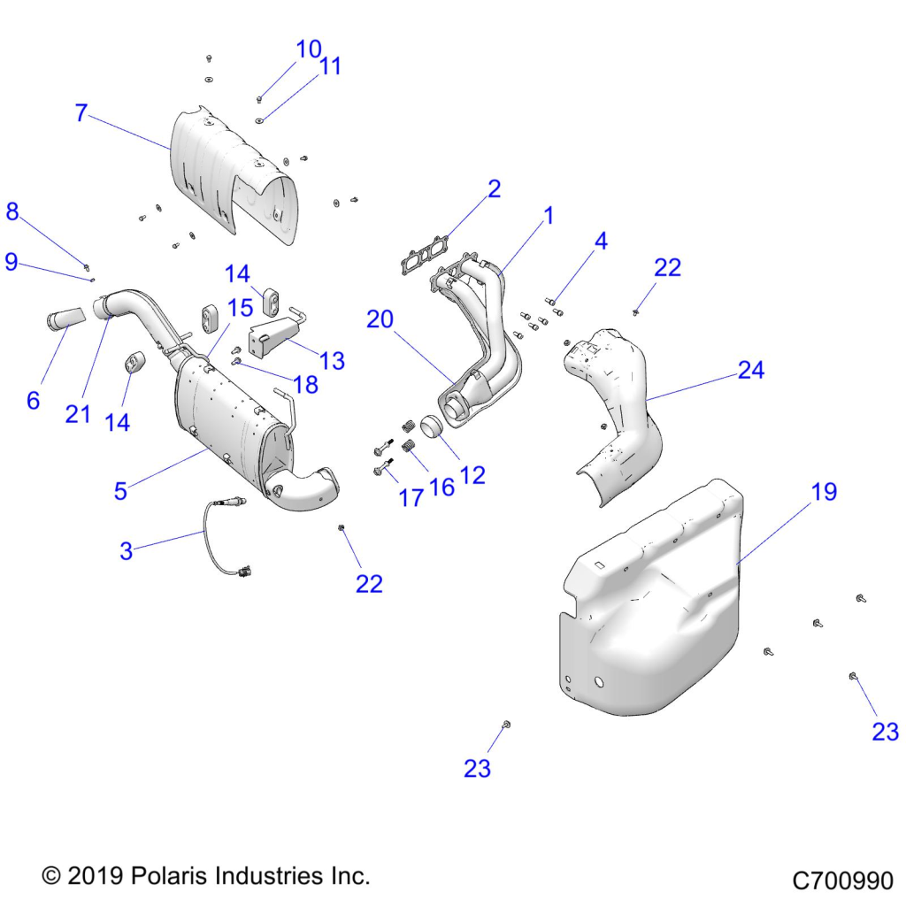 ENGINE, EXHAUST SYSTEM -  R23RRE99PJ/RRS99PK (C700990)