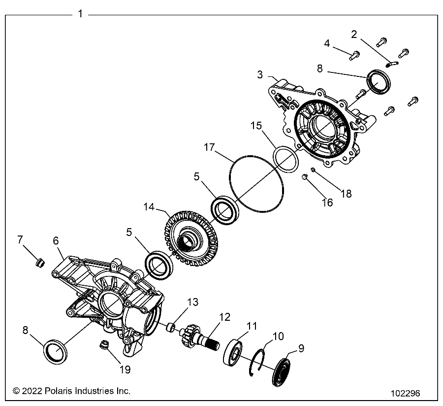 DRIVE TRAIN, REAR GEARCASE - A25SKE57C1/CK (102296)