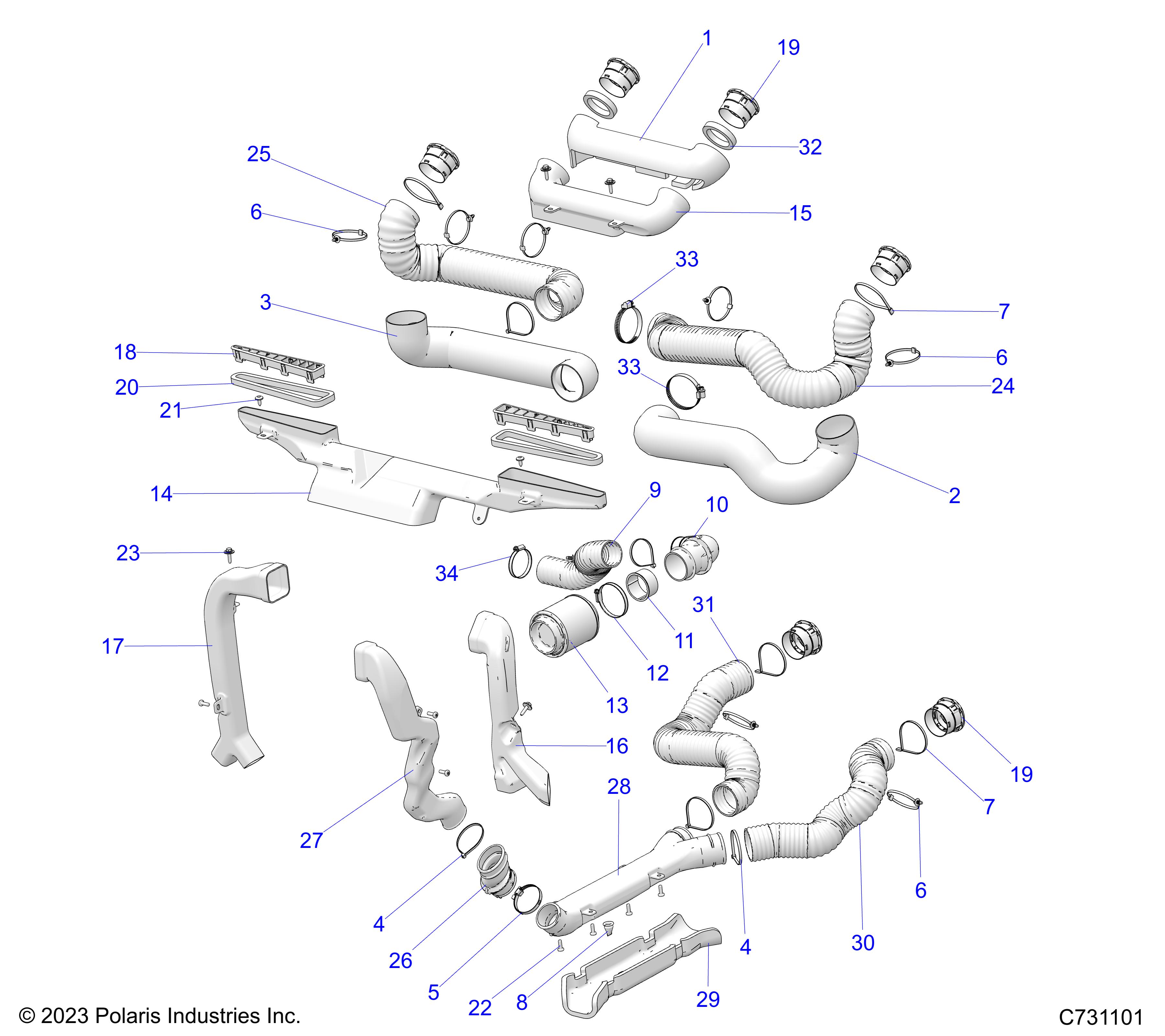 BODY, HVAC DUCTING - R24X6L1RAH/AS/BH/BS (C731101)