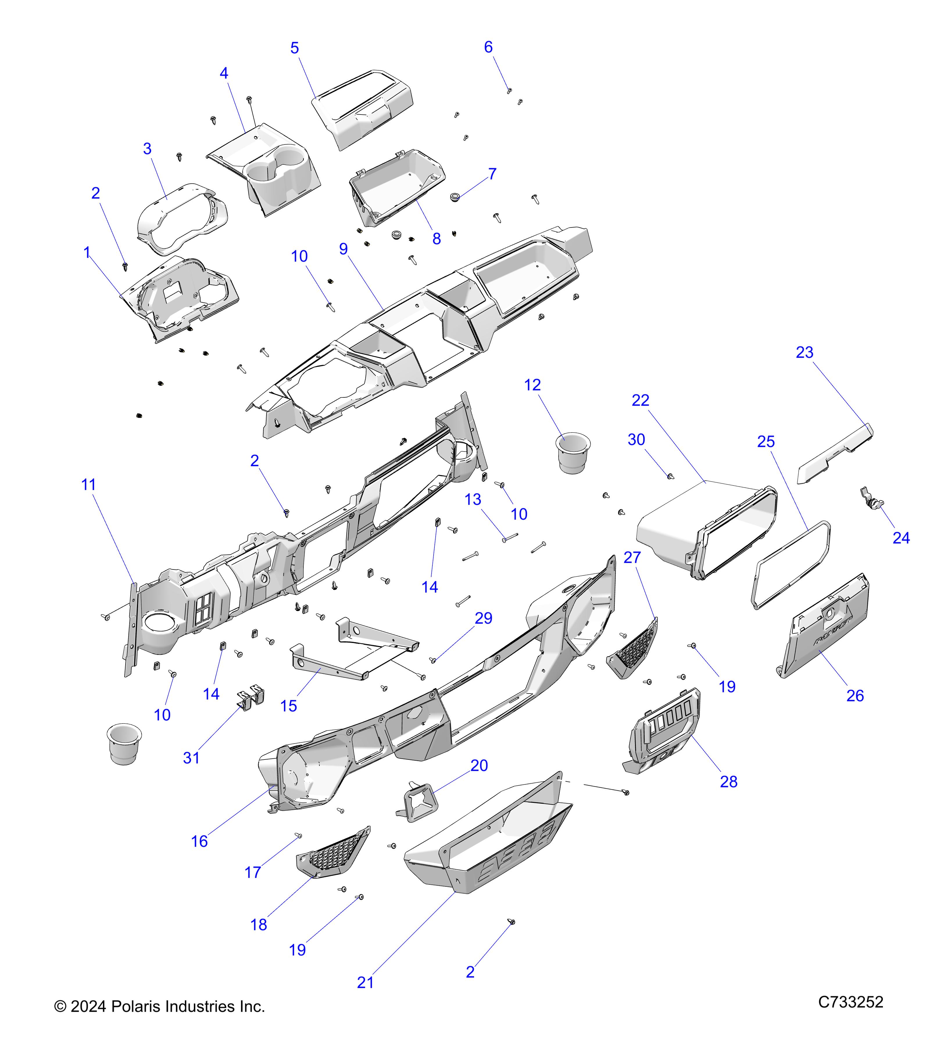 BODY, DASH - R25RRE99AL/AP/AS/A9/AK/AF/BL/BP/BS/B9/BK/BF (C733252)