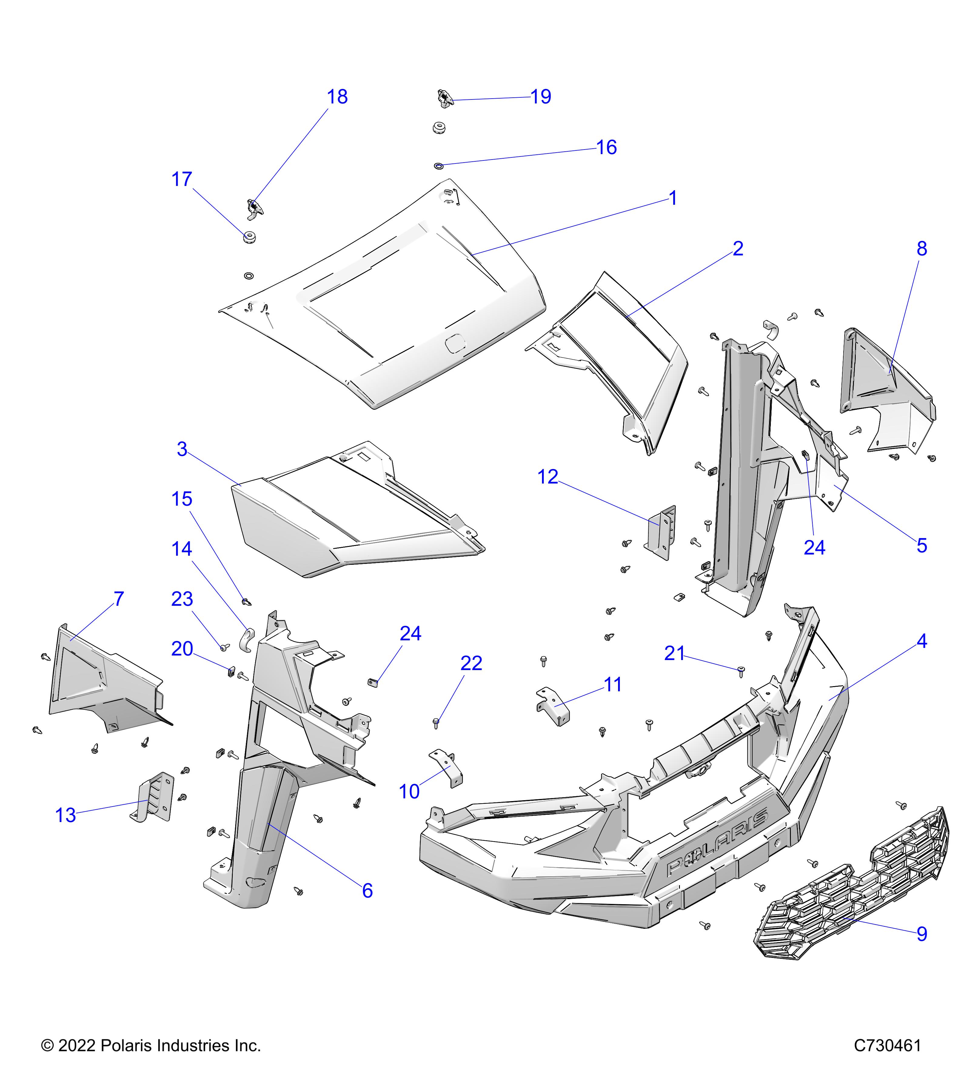 BODY, HOOD, and FRONT FENDERS - R24M4A57B1/EB4/B9 (C730461)