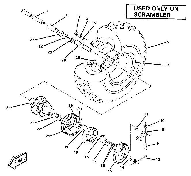 Front Wheel and Brake Assembly. (4910981098030A)