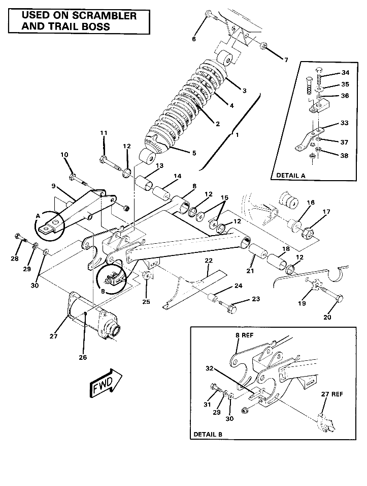 Swing Arm Weldment and Rear Shock Assembly (4910981098032A)