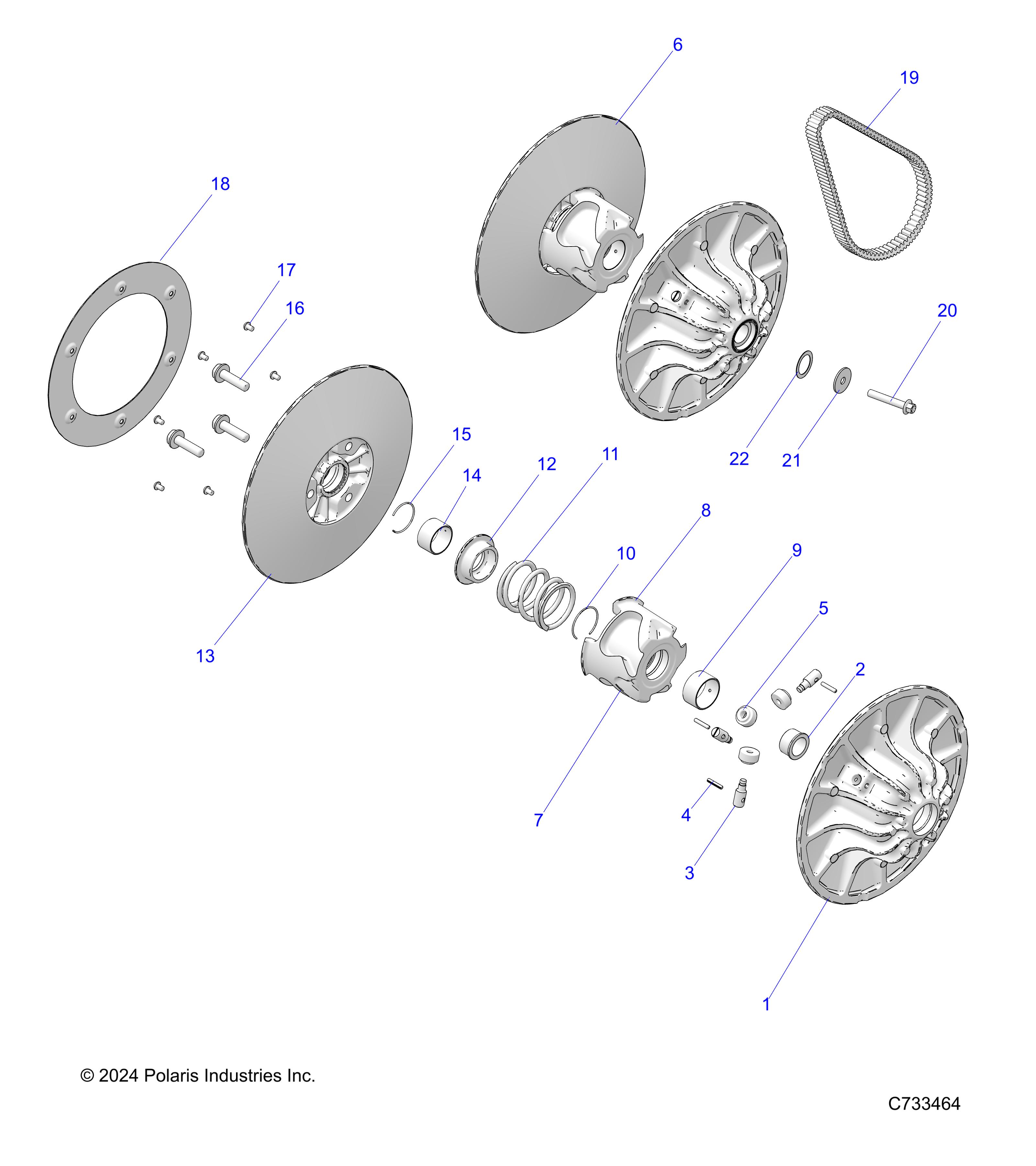 DRIVE TRAIN, SECONDARY CLUTCH - R24RSY99AJ/BJ/AK/BK/AZ/BZ/A9/B9 (C733464)