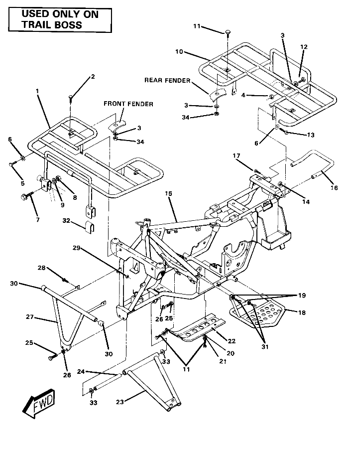 Frame Assembly with Racks-Trail Boss (4911991199004A)