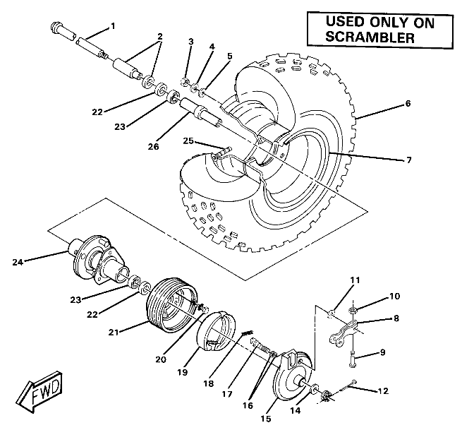 Front Wheel and Brake Assembly. (4911991199030A)