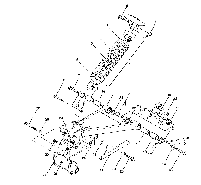 Swing Arm Weldment and Rear Shock Assembly (4913501350021A)