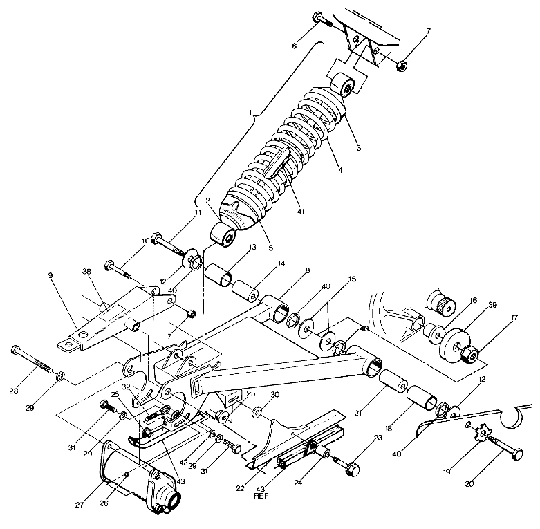 Swing Arm Weldment & Rear Shock Assembly (4913521352021A)