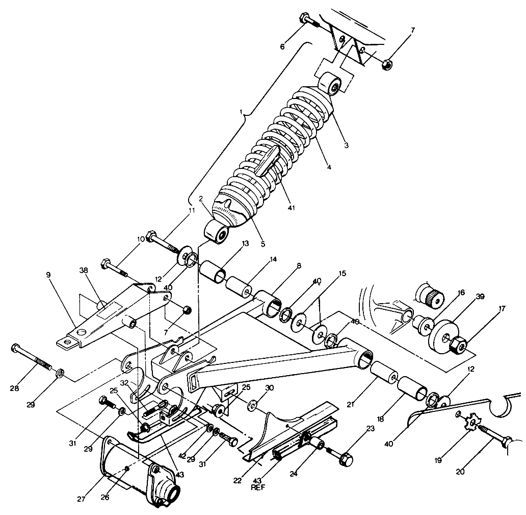 Swing Arm Weldment & Rear Shock Assembly (49147514750021)