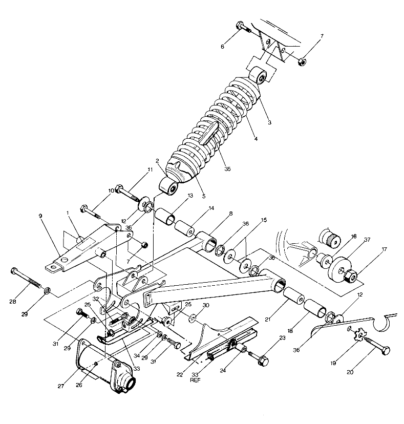 Swing Arm Weldment & Rear Shock  Assembly (4914761476021A)