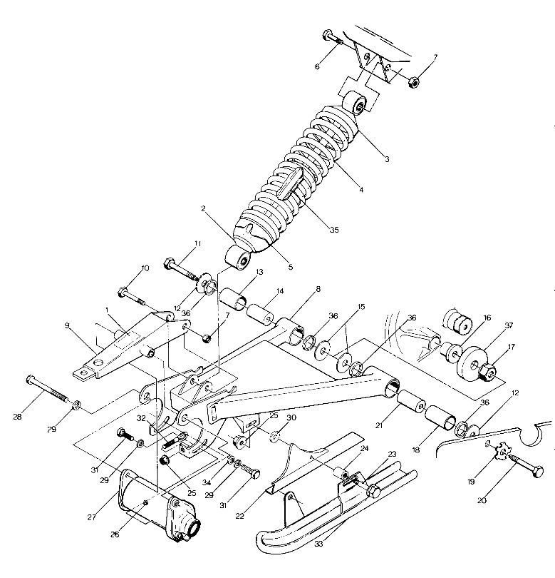 Swing Arm Weldment & Rear Shock Assembly (4914771477021A)