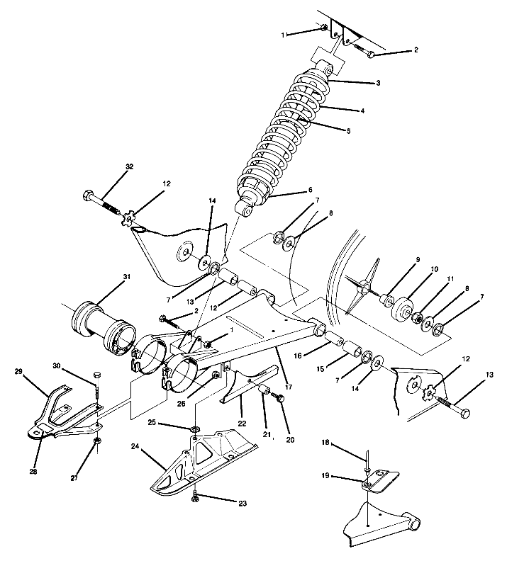 Swing Arm Weldment and Rear Shock Assembly (4914781478021A)