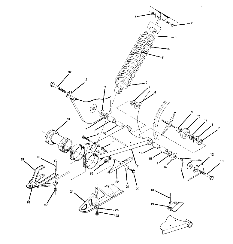 Swing Arm Weldment and Rear Shock  Assembly (4914891489021A)