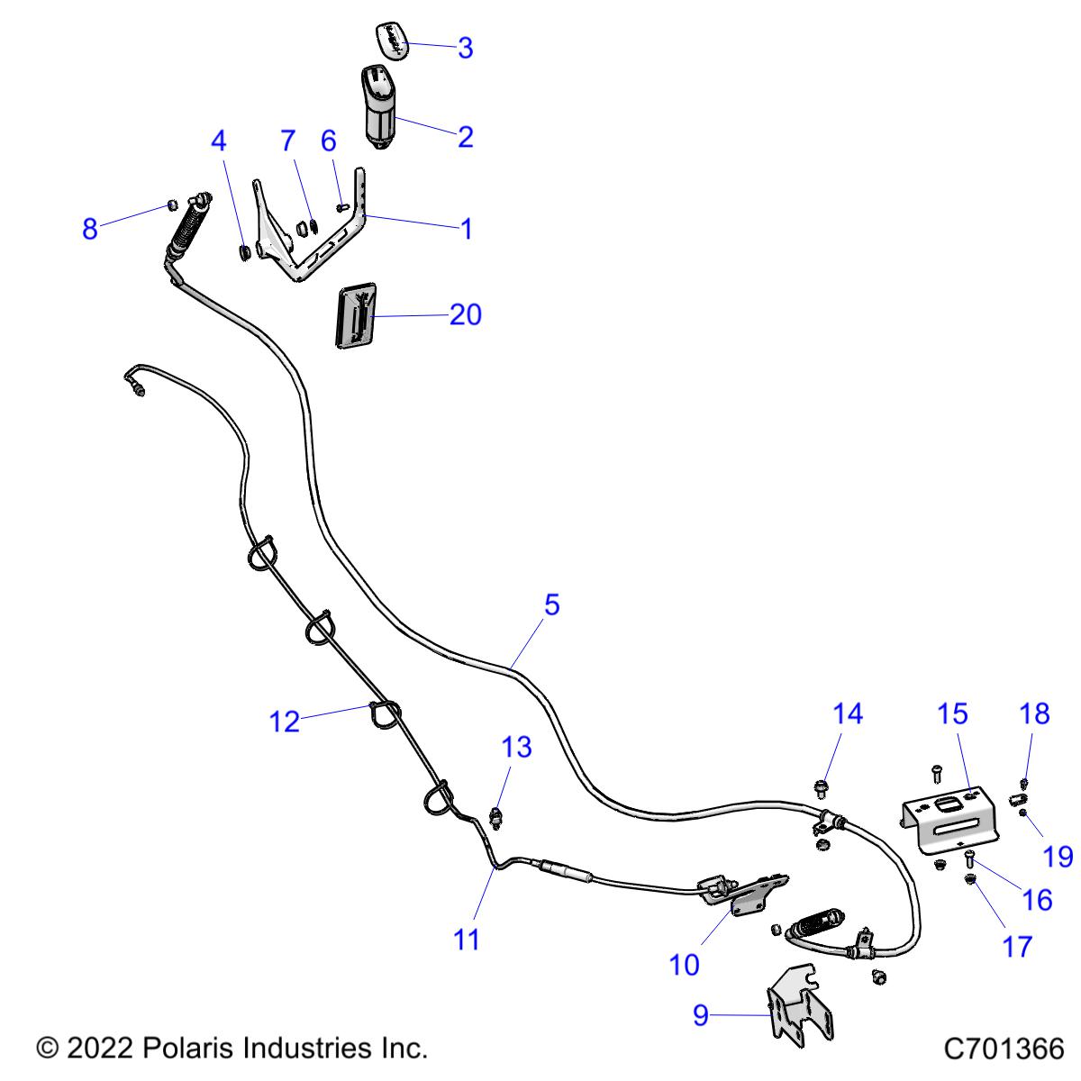 DRIVE TRAIN, GEAR SELECTOR AND THROTTLE CABLE - R22RRED4JA (C701366)