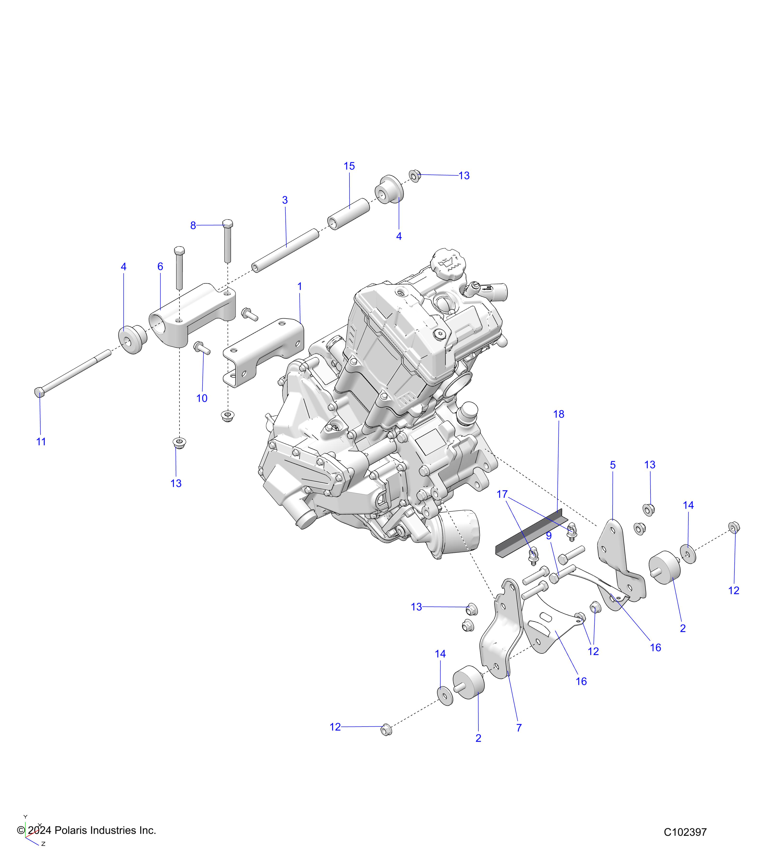 ENGINE, MOUNTING & LONG BLOCK - A25SWE57AL (C102397)