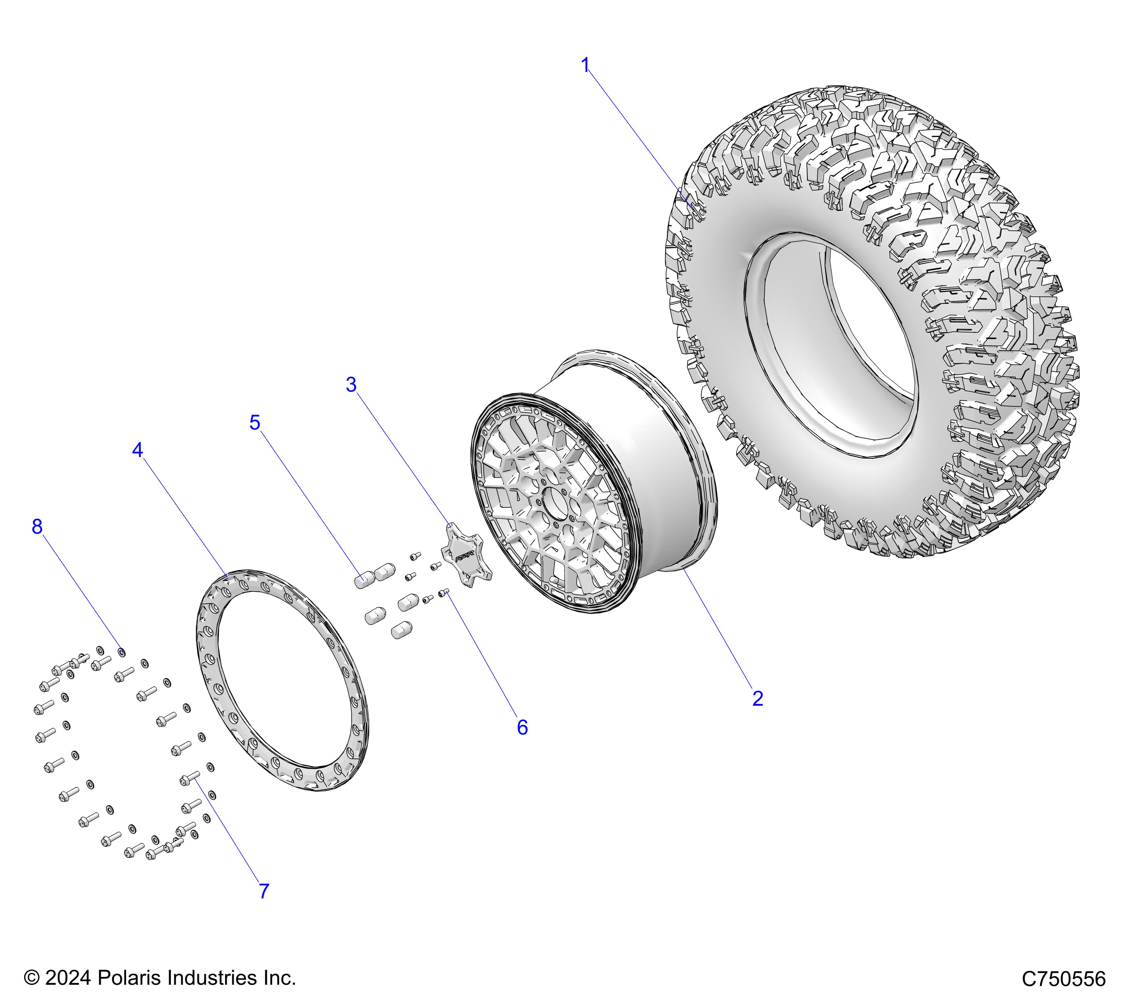 WHEELS, FRONT/REAR - Z25R4D2KAK/BK/AJ/BJ/AM/BM (C750556)