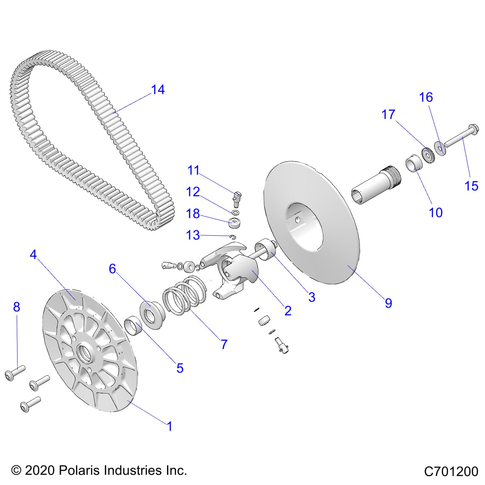 DRIVE TRAIN, SECONDARY CLUTCH - Z20RA_92AC/BC/AK/BK/AR/BR/AE/BE/AH/BH/AT/BT (C701200)