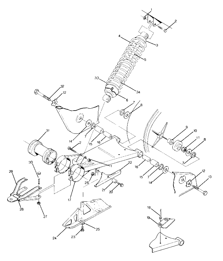 Swing Arm Weldment and Rear Shock Assembly (4917711771021A)