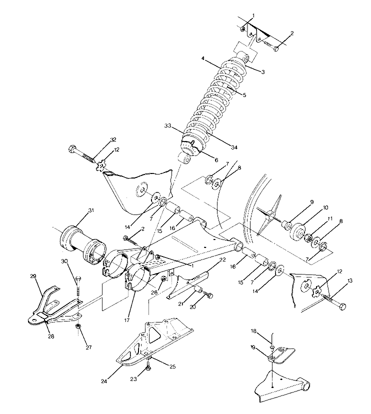 Swing Arm Weldment and Rear Shock Assembly (4917721772021A)