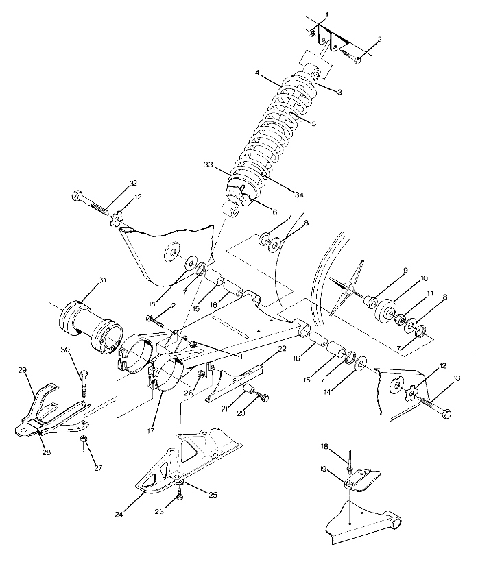 Swing Arm Weldment and Rear Shock Assembly (4917731773025A)