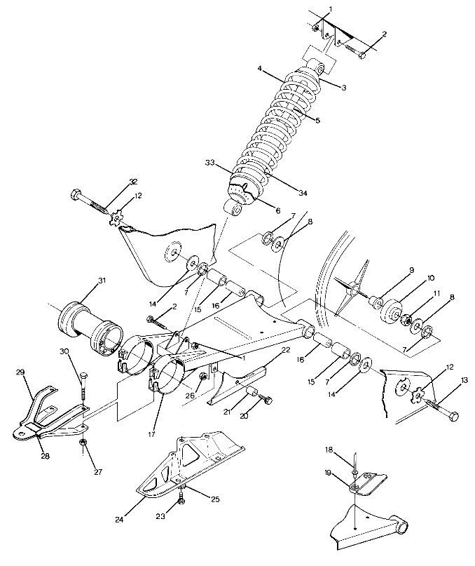 Swing Arm Weldment and Rear Shock Assembly (4918541854025A)