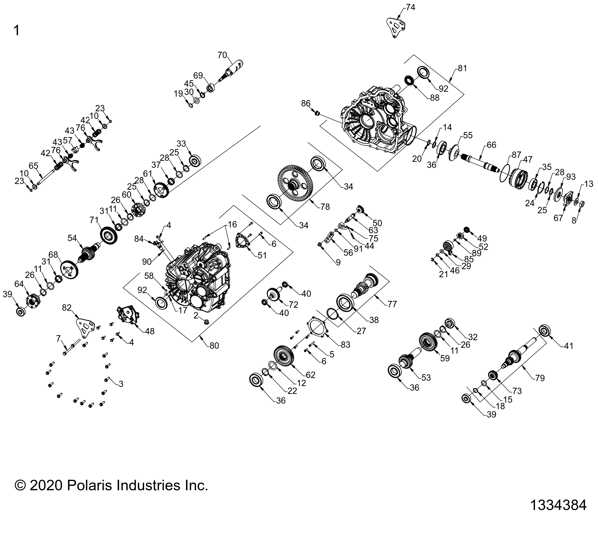 DRIVE TRAIN, MAIN GEARCASE INTERNALS - Z20PAL92AG/AP/BG/BP/LG/G92AG/AP/LG (1334384)