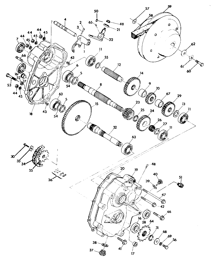 GEARCASE ASSEMBLY 250 4X4 (4919791979035A)