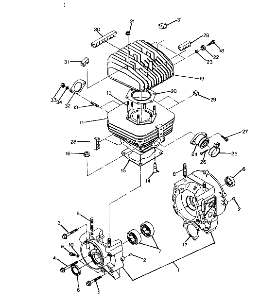 CRANKCASE and CYLINDER  250 4X4 - Update (4919791979041A)