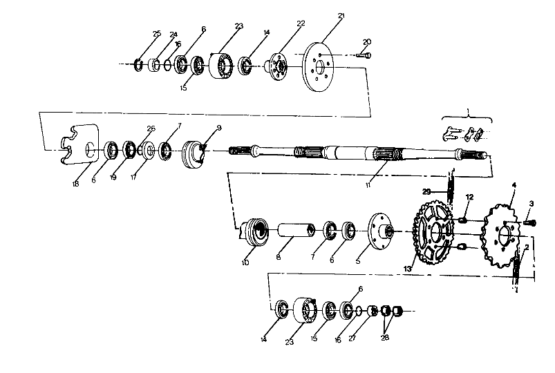 MIDDLE DRIVE ASSEMBLY  6X6 UPDATED 2-91 (4919811981027A)