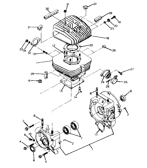 CRANKCASE AND CYLINDER ASSEMBLY 6X6 (4919811981043A)