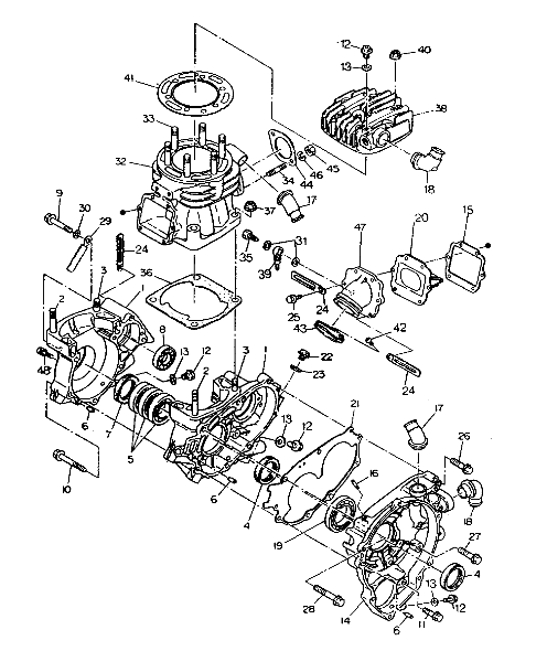 CRANKCASE and CYLINDER  350 2X4-Update (4919821982035A)