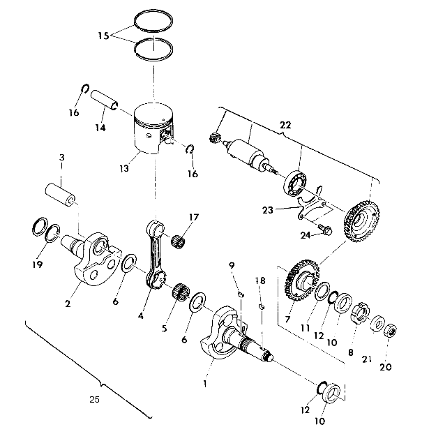 CRANKSHAFT and PISTON 350 2X4-Update (4919821982036A)