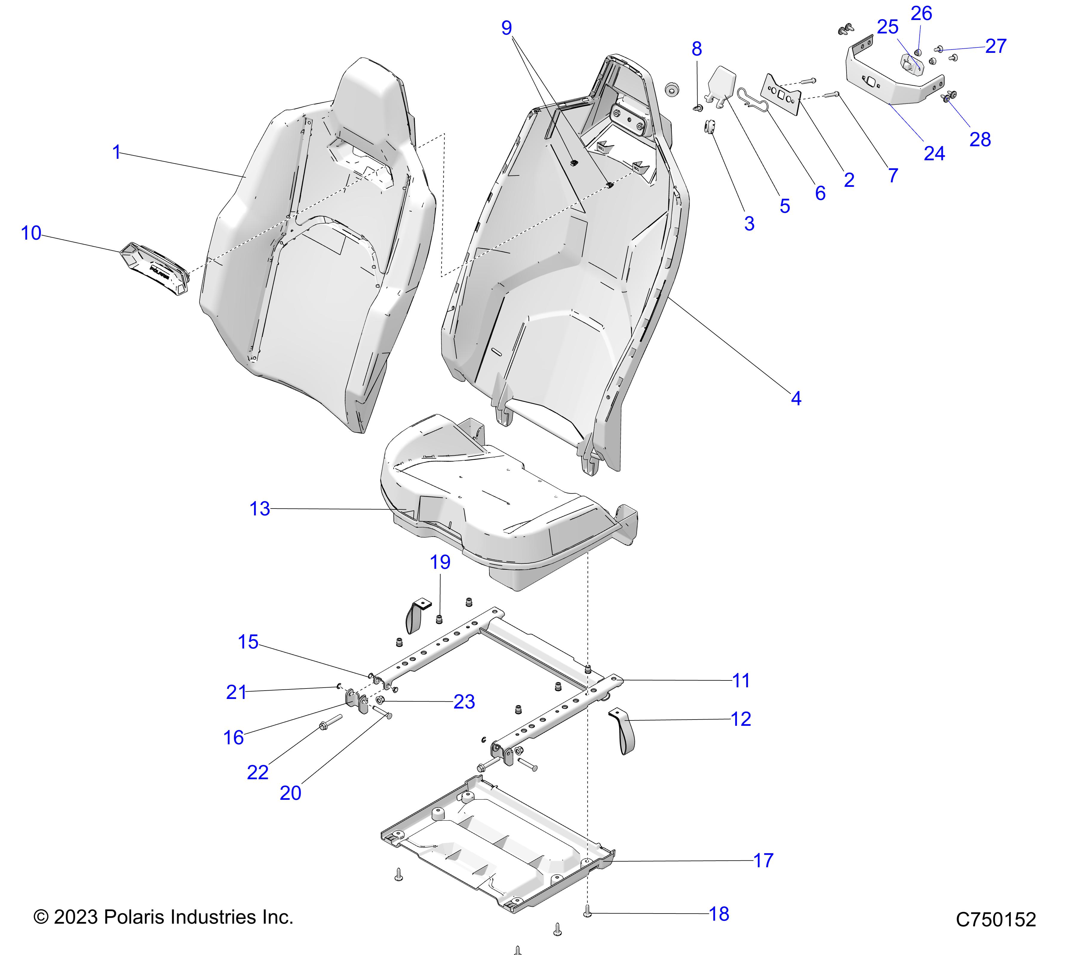 BODY, SEAT ASM, & MOUNTING, REAR - Z25R4D2KAK/BK/AJ/BJ/AM/BM (C750152)