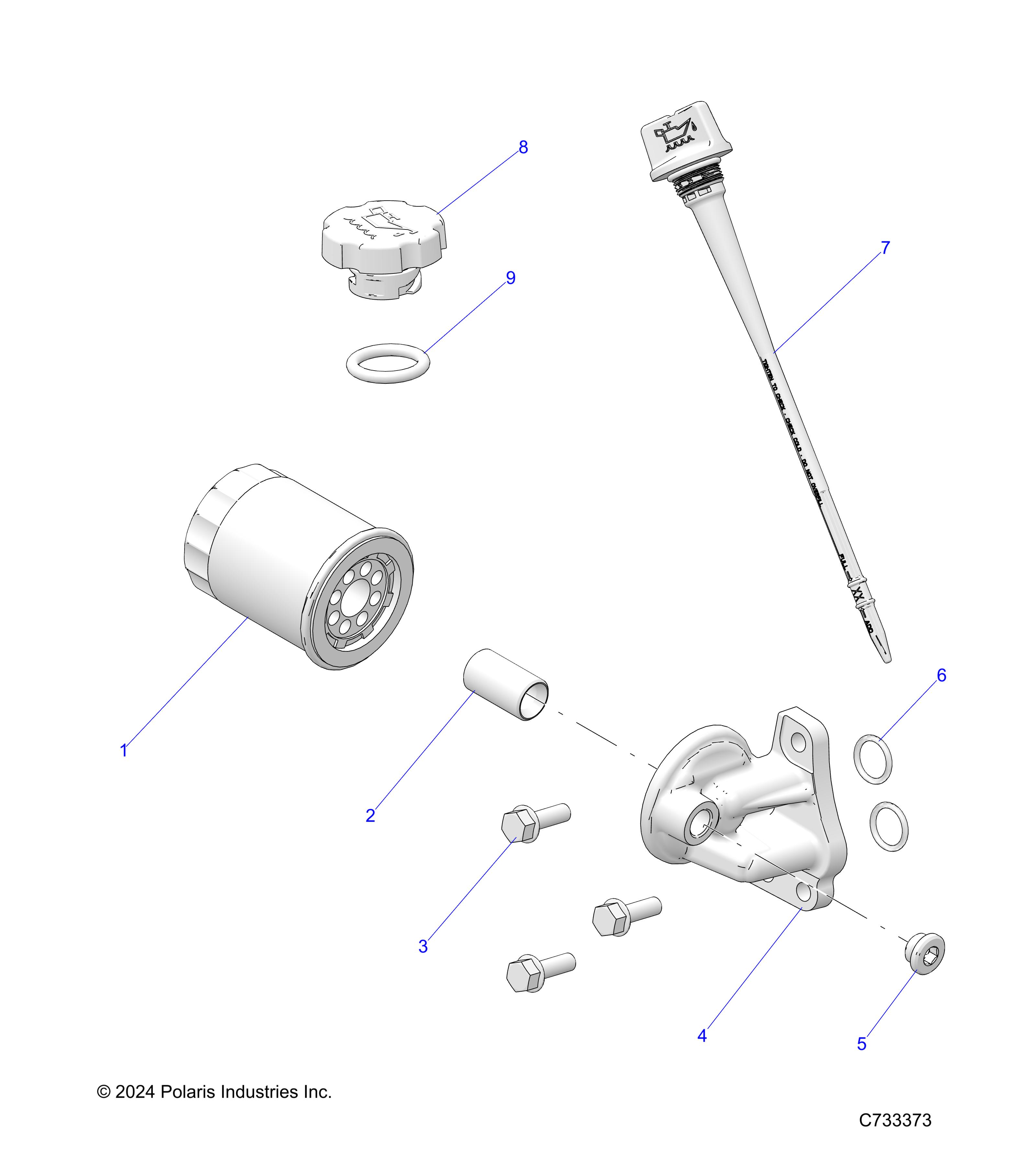 ENGINE, OIL FILTER and DIPSTICK - R25M4E57L5 (C733373)