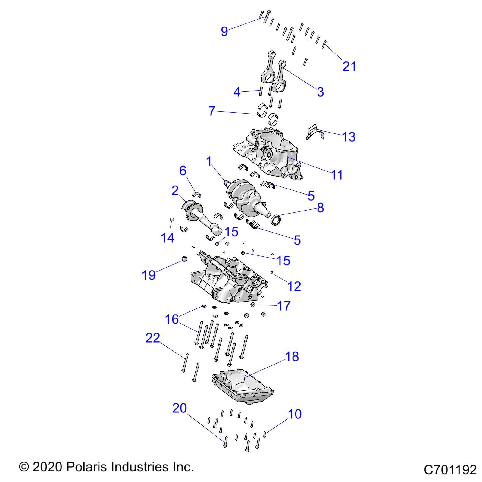 ENGINE, CRANKCASE AND CRANKSHAFT - R21RSY99A9/AC/AP/AW/B9/BC/BP/BW (C701192)