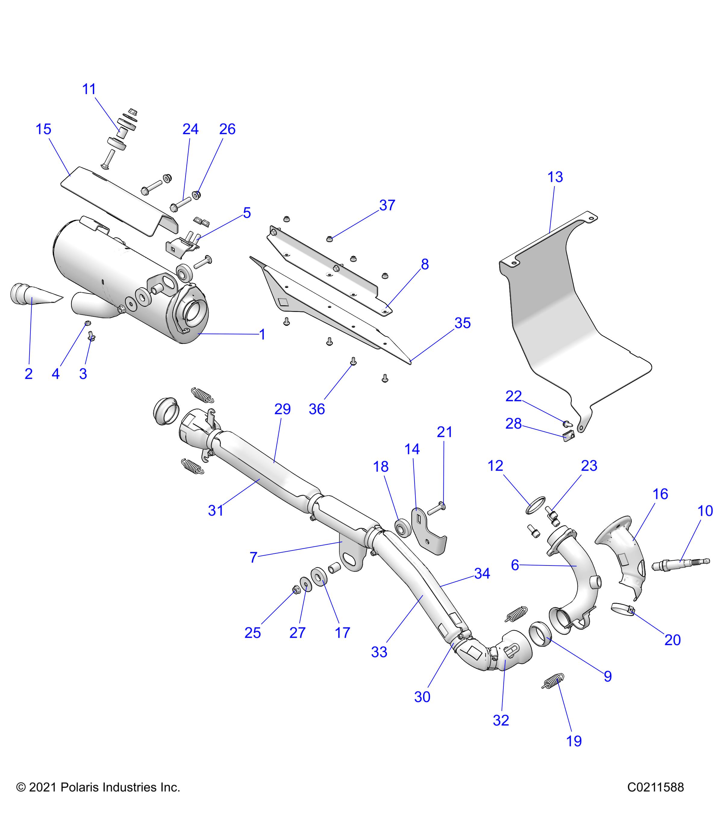 ENGINE, EXHAUST - A22SDE57B4 (C0211588)