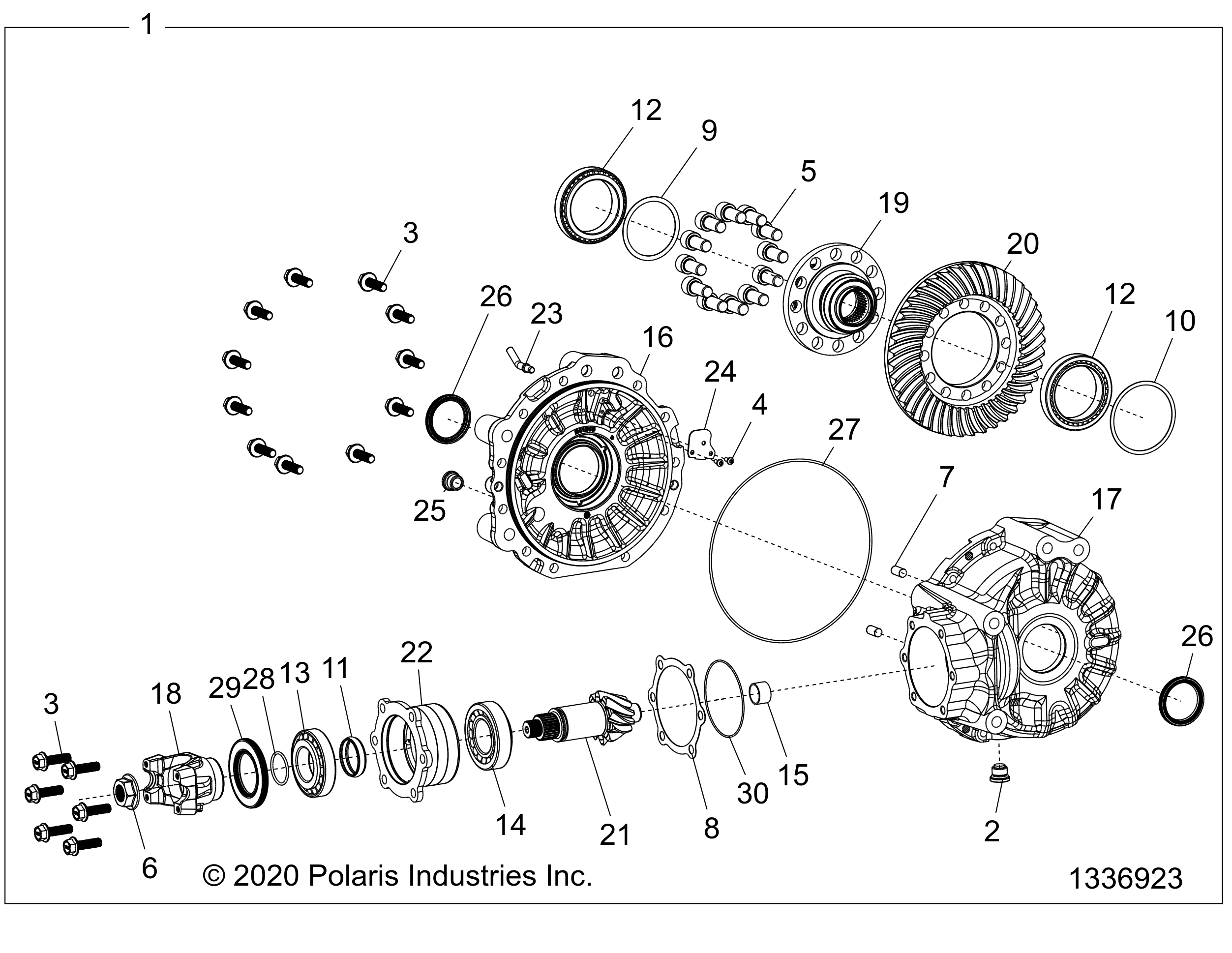 DRIVE TRAIN, GEARCASE, REAR - Z25RPD2KAK/BK/AJ/BJ/AM/BM (1336923)