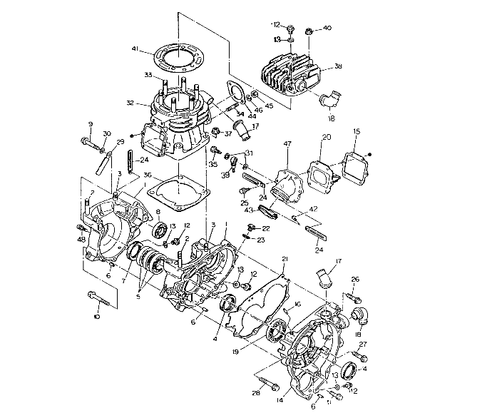 CRANKCASE and CYLINDER 350 4X4 / W928139 (4922832283037A)