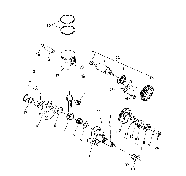 CRANKSHAFT and PISTON 350 4X4/W928139 (4922832283038A)