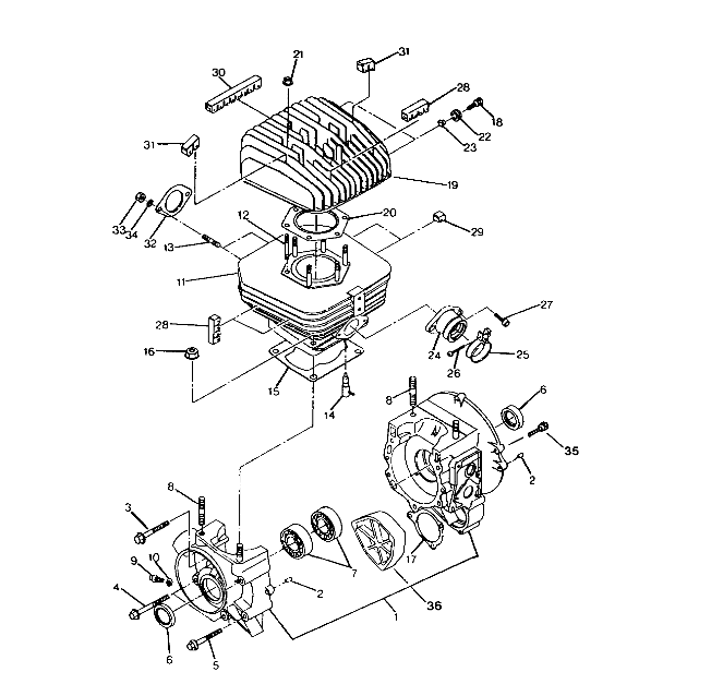 CRANKCASE and CYLINDER ASSEMBLY Trail Blazer / W927221 (4922852285031A)