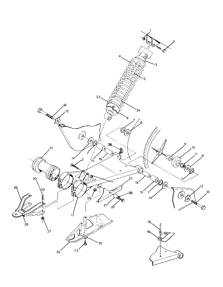 SWING ARM WELD. / REAR SHOCK ASSEMBLY 250 2X4 / W927527 (4922862286021A)