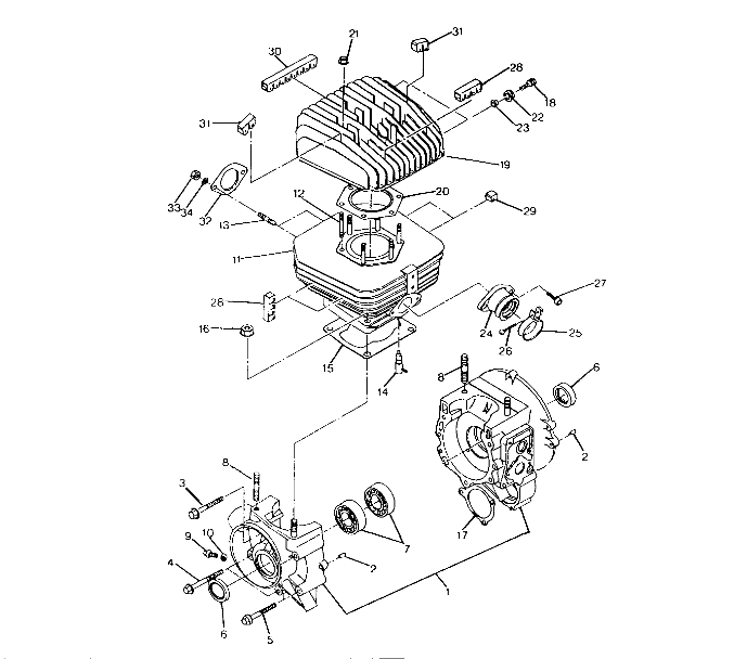 CRANKCASE and CYLINDER 250 2X4 / W927527 (4922862286033A)