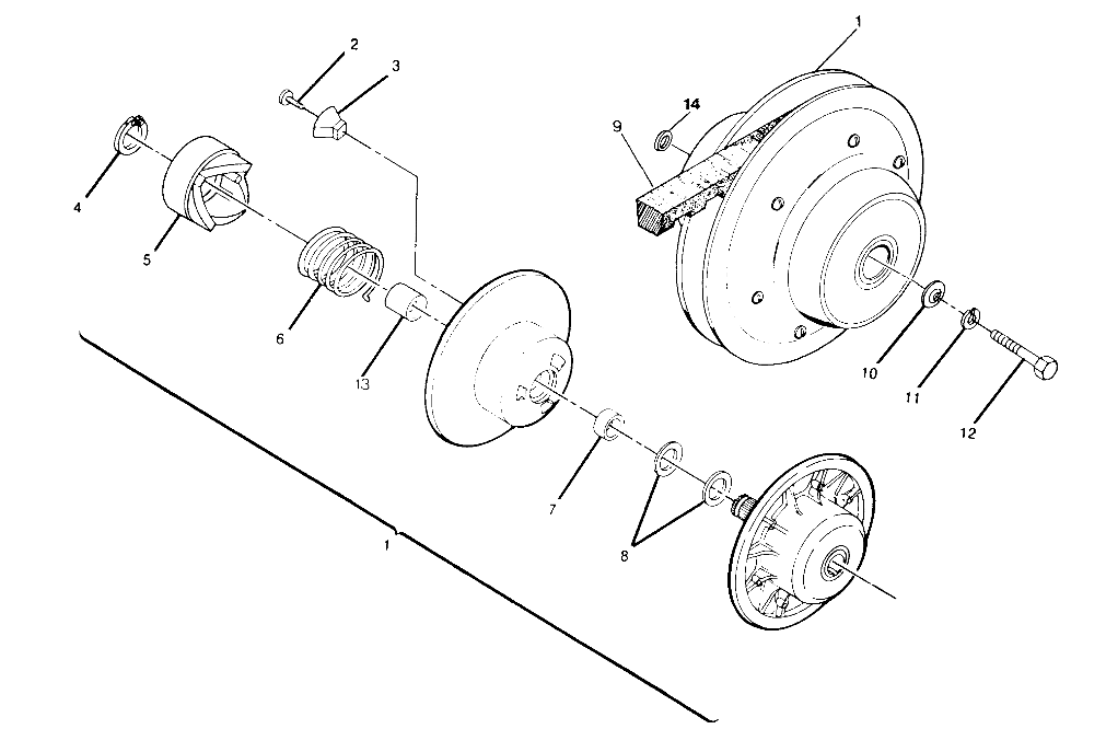 DRIVEN CLUTCH ASSEMBLY 250 4x4 / W928127 (4922872287C002)