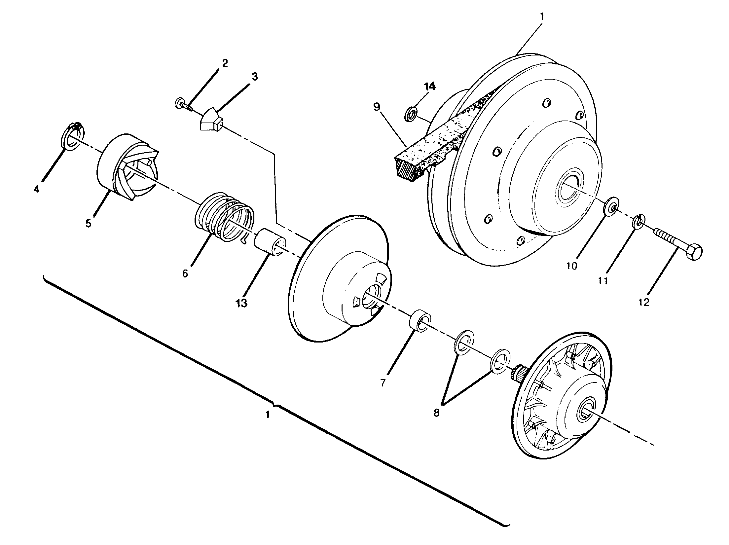 DRIVEN CLUTCH ASSEMBLY 350 2X4 / W927539 (4922882288024A)